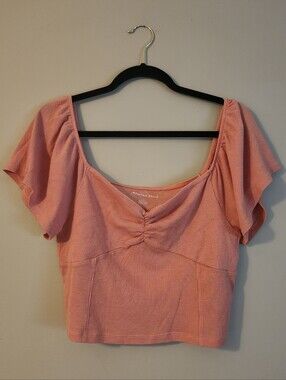Bundle Of 2 American Eagle Rib Knit Off Shoulder Sweetheart Neckline Crop Tops